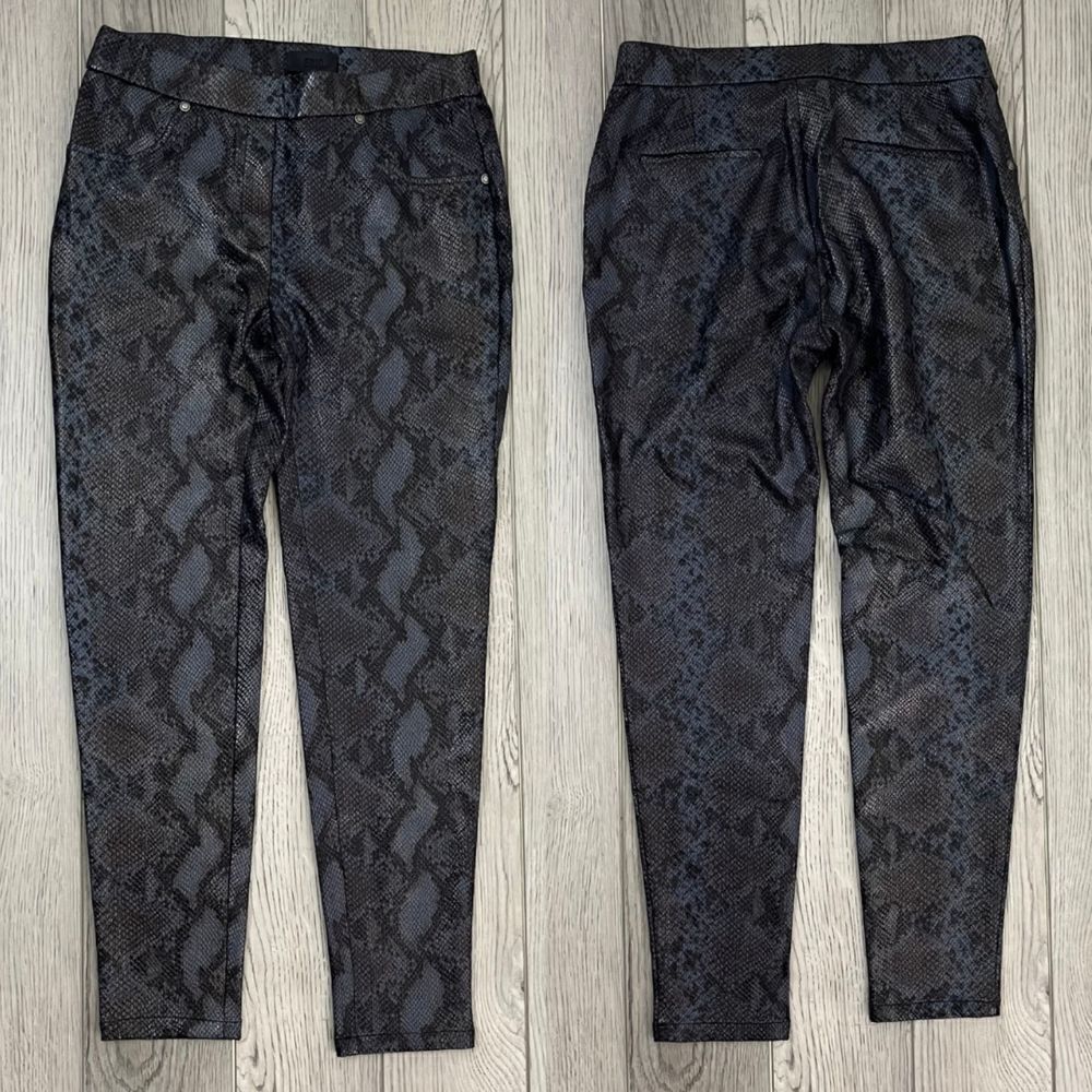 Eric Womens Size 4 Blue Snakeskin Pull On Faux Leather Ankle Legging Pants